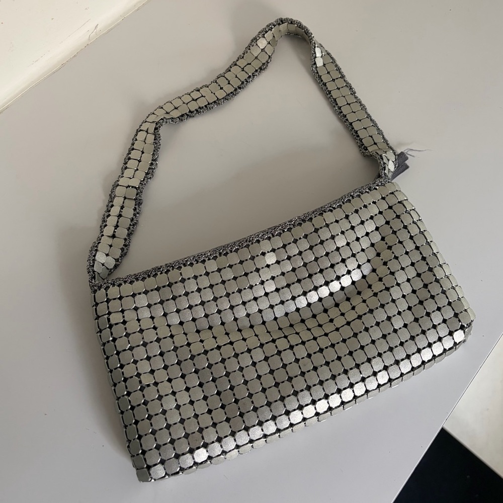 Elegant Silver Mesh Women's Bag
